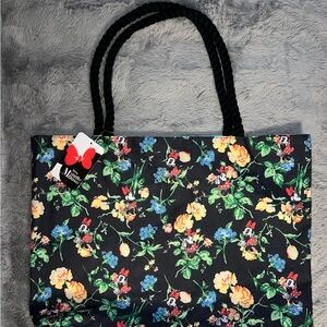 Disney x Minnie Black Floral Tote Bag